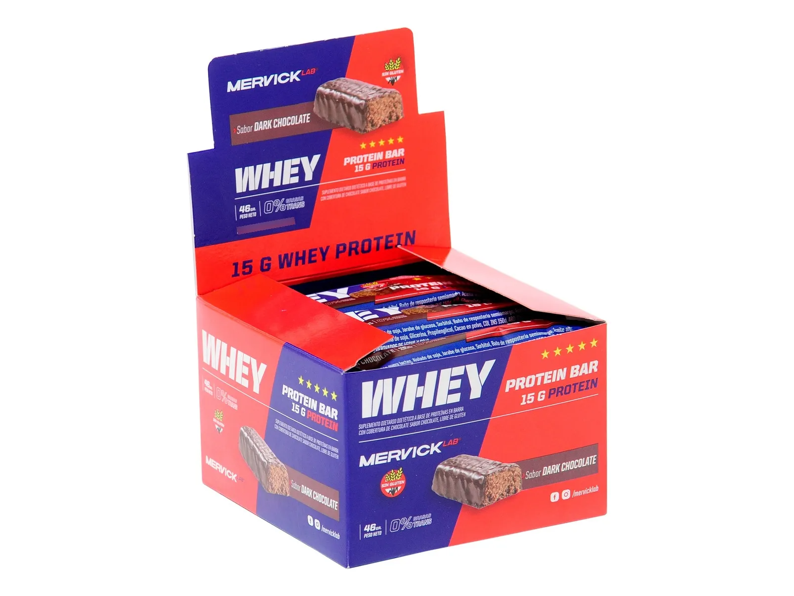 Whey Protein Bar 12U, 46g c/u.- Mervick