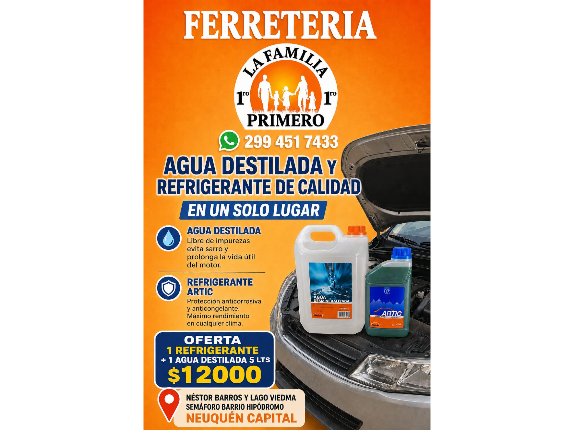 Agua destilada y refrigerante