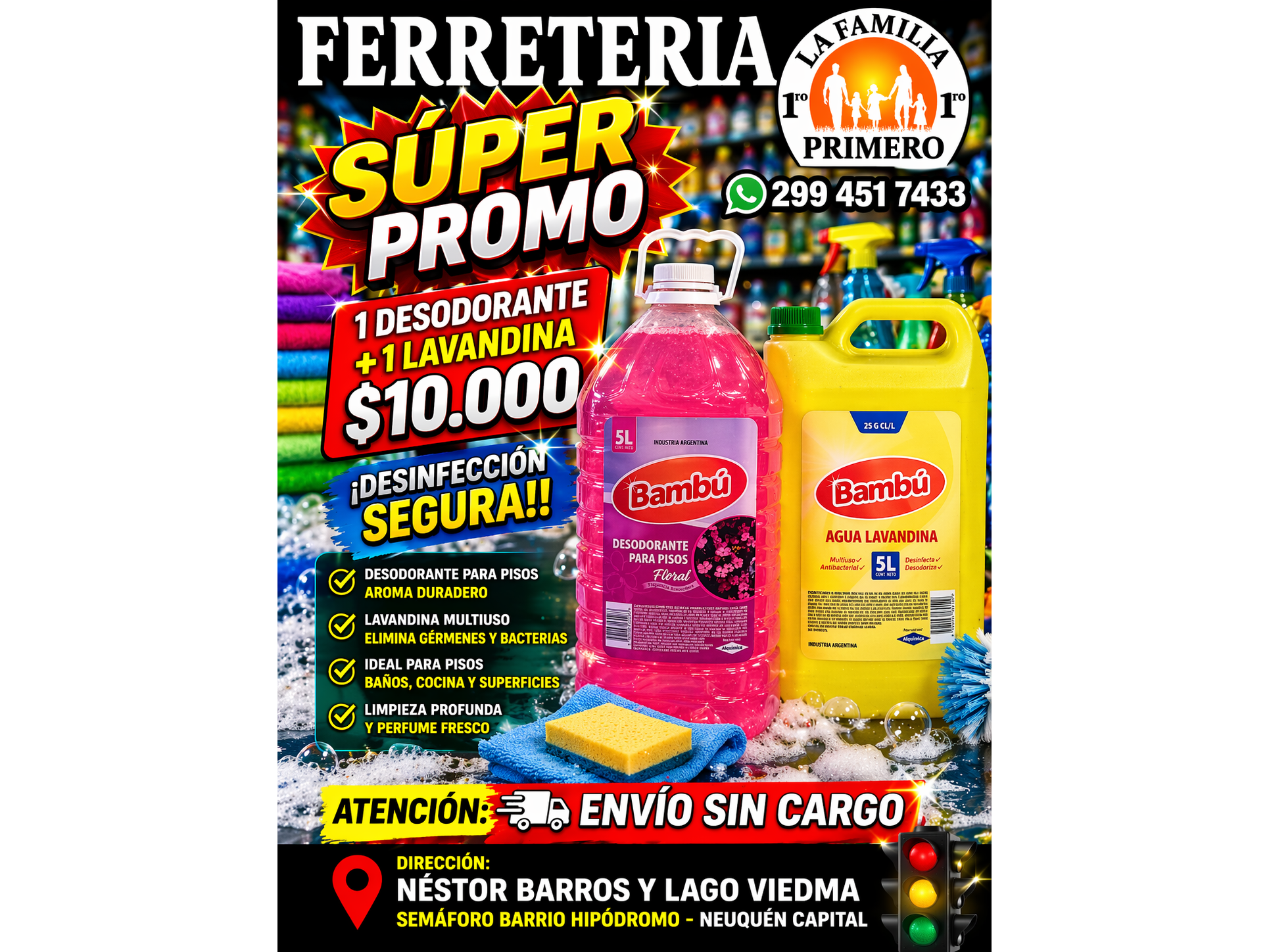 1 desodorante x5 lts + 1 lavandina x5 lts