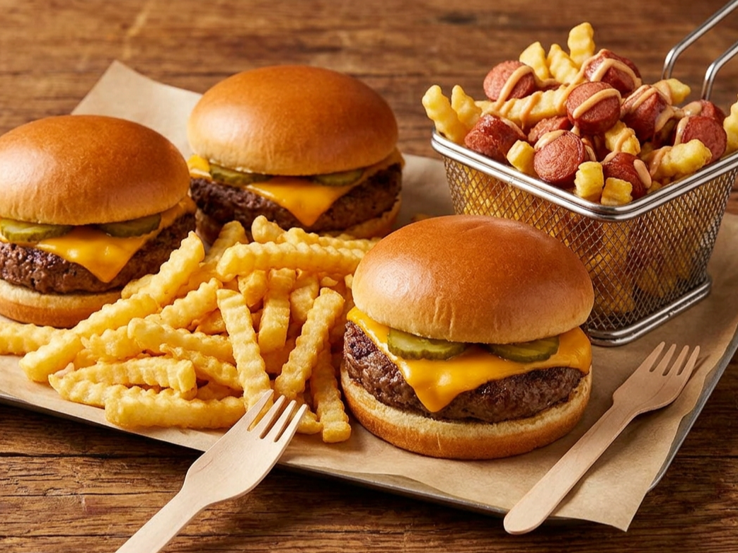 Combo 10: 2 burgers simples y salchipapas