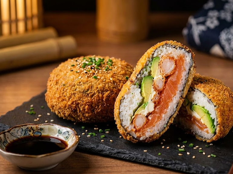hamburguesa de sushi mide 14 cm