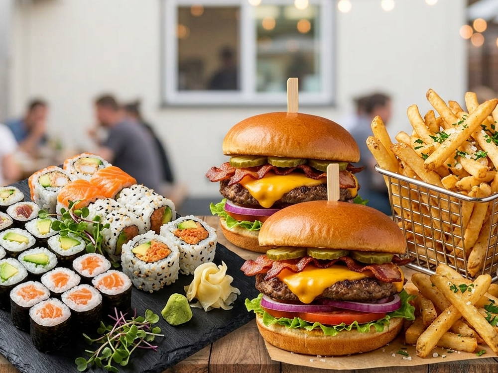 Combo 16: 20 sushi y 2 burgers dobles