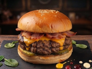 Burger Doble con papas de Junín Sushi & Burger