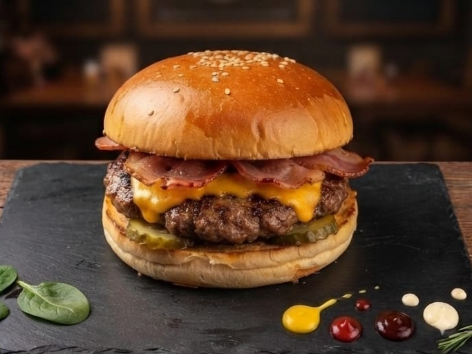 Burger simple con papas de Junín Sushi & Burger