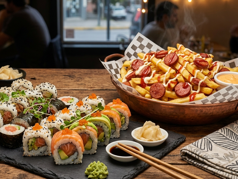 Combo 14: 20 sushi y salchipapas