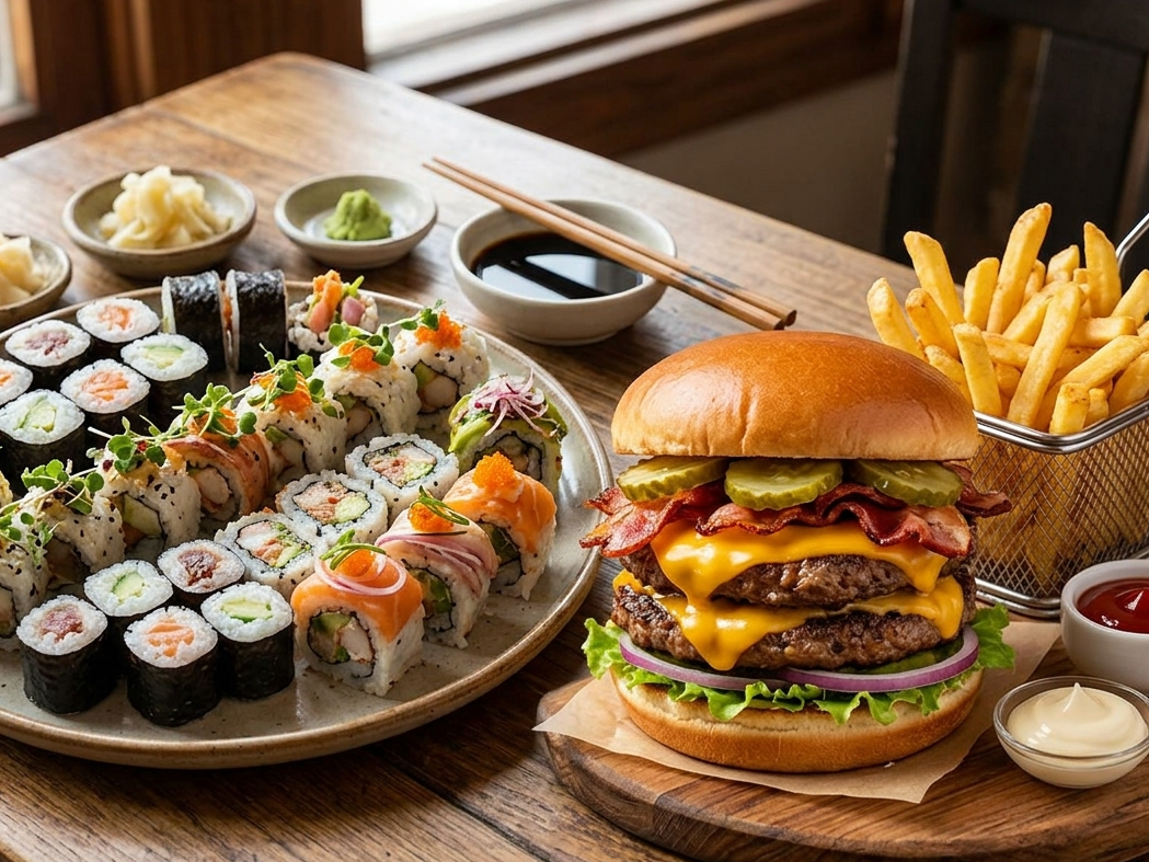 Combo 21: 30 sushi y burger doble
