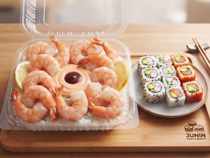 Combo 3: 10 sushi y box de langostinos