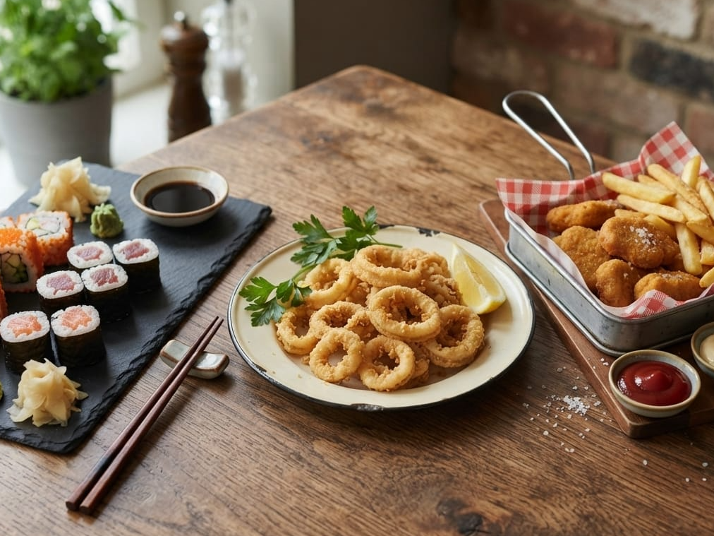 Combo 7: 10 sushi, rabas y nuggets