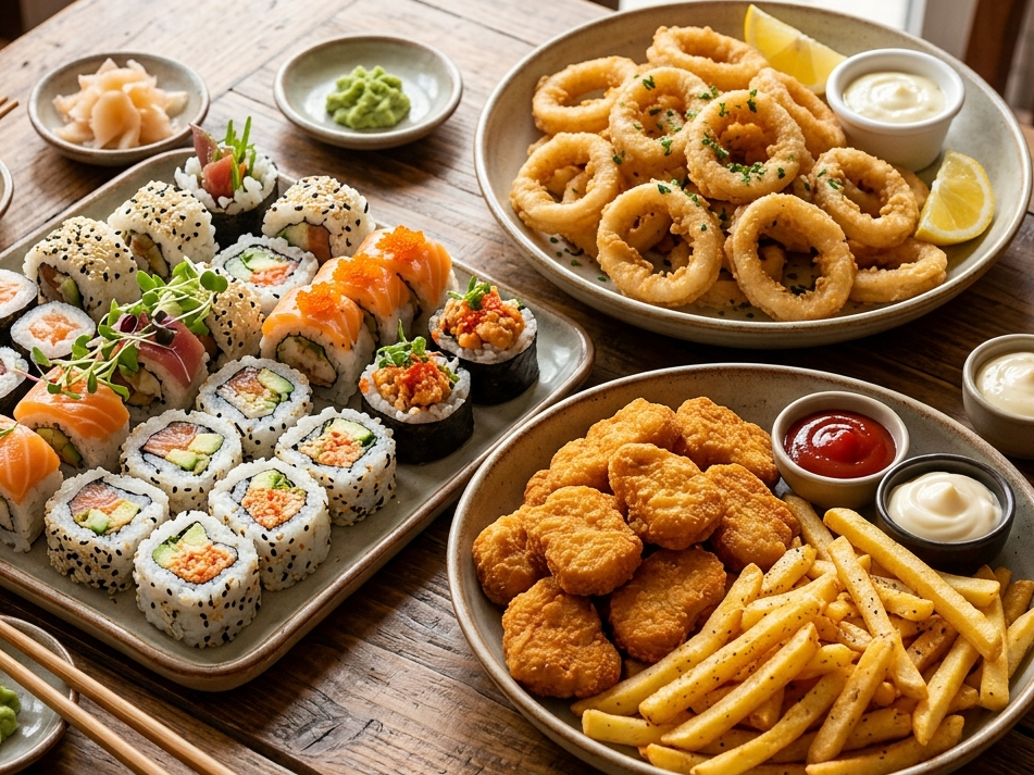 Combo 20: 20 sushi, rabas y nuggets
