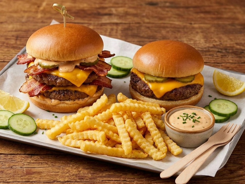 Combo 12: burger doble y burger simple con papa