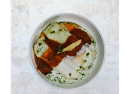 Canelones de cerdo braseado y mostaza antigua
