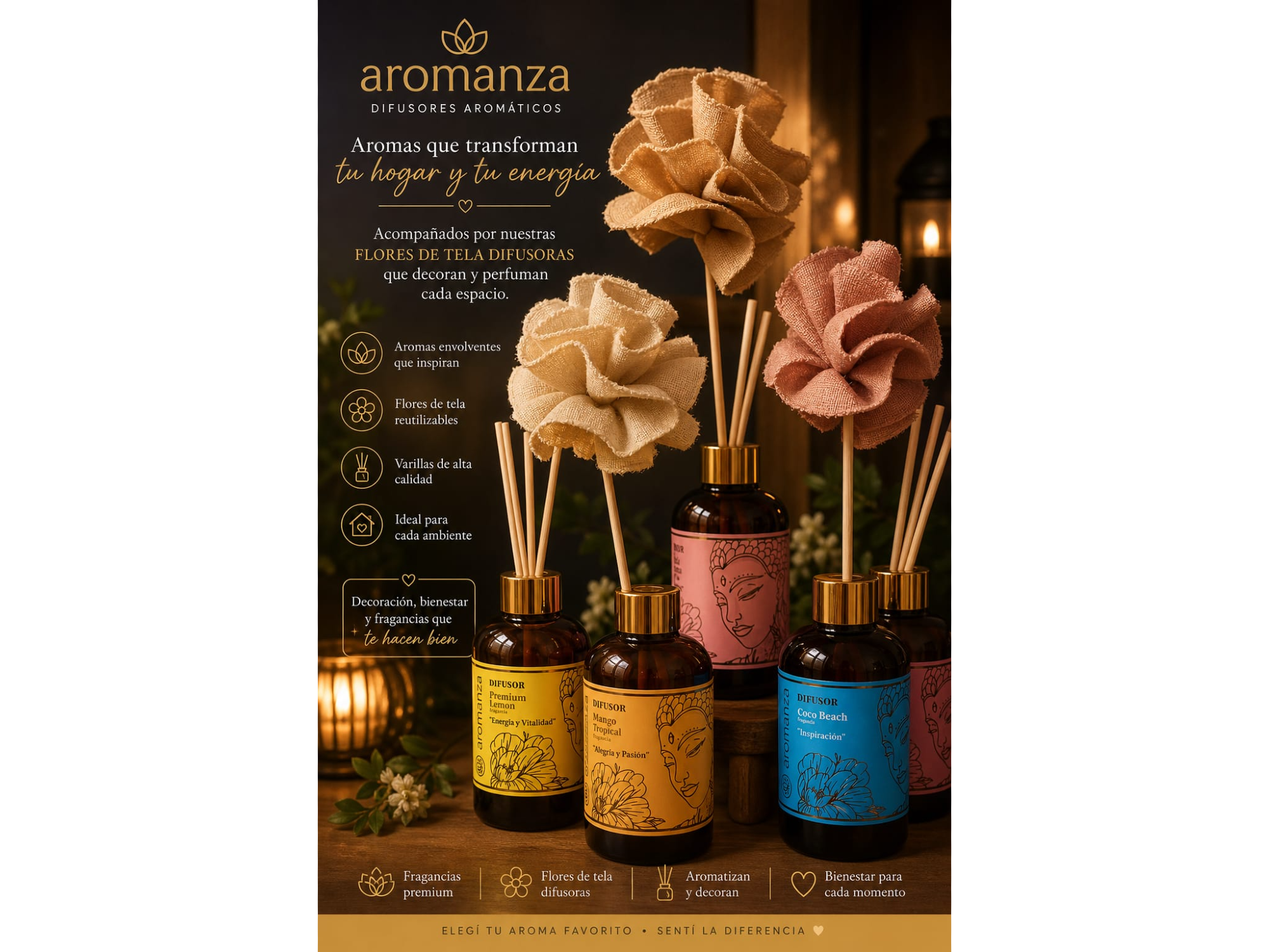DIFUSOR AROMANZA x 200 ml de VIVA VELAS