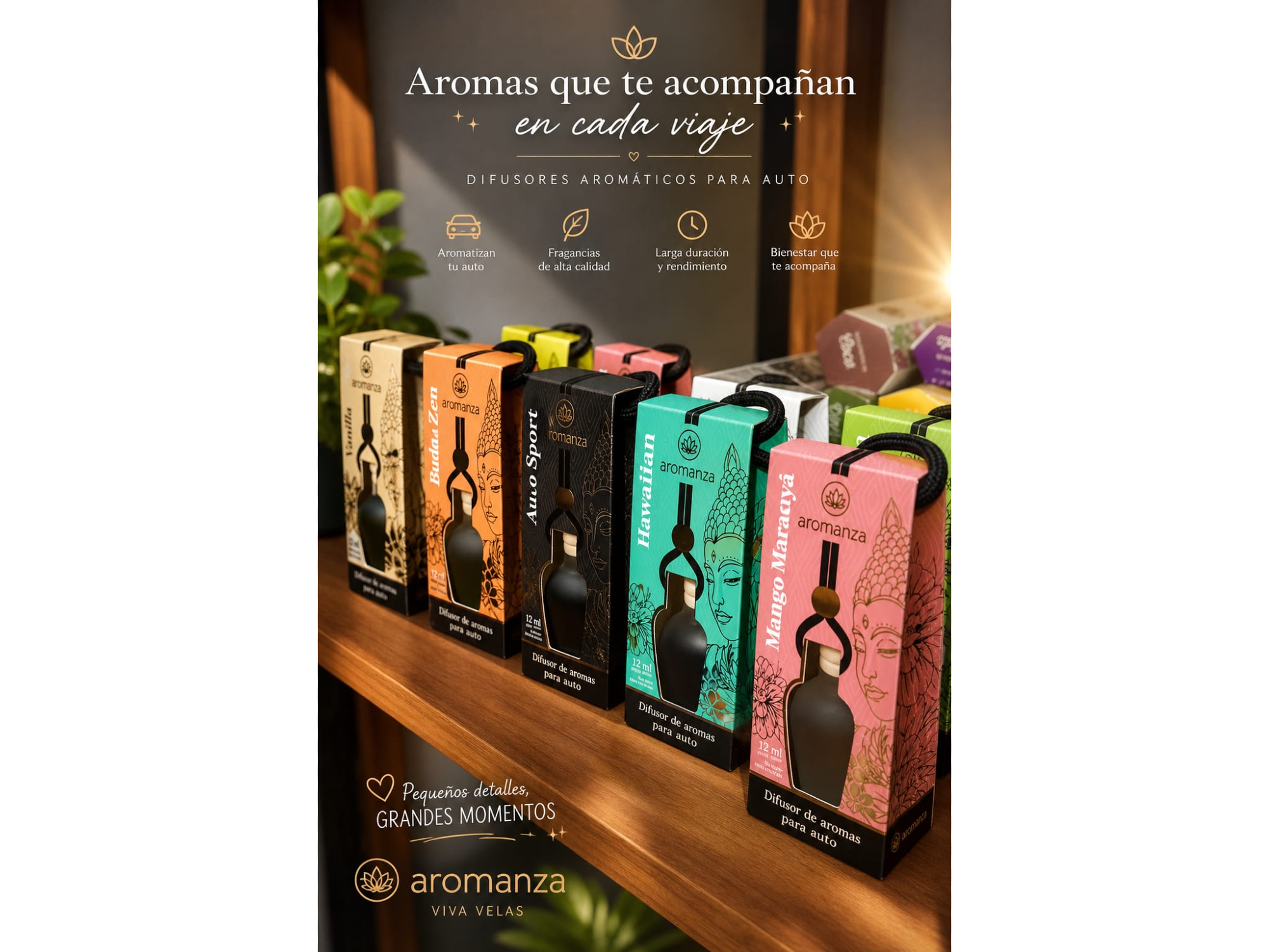 DIFUSOR PARA  AUTOS AROMANZA x 12 ml