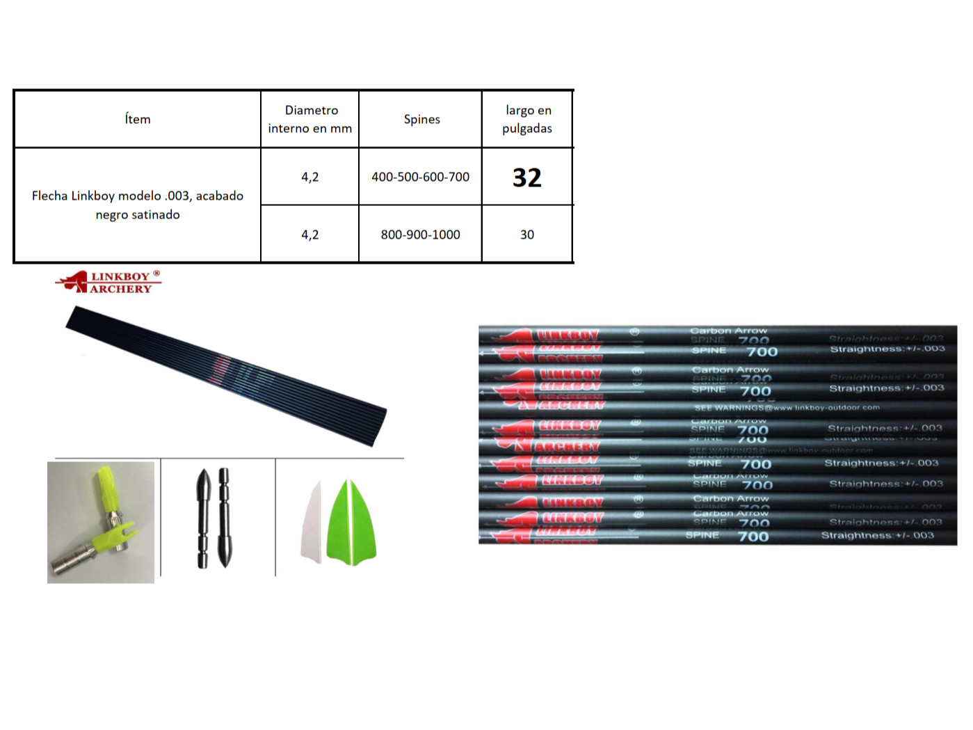 Tubo para flecha Linkboy L1 - logo rojo 30 y  32 pulg.  spine 400 al  1200