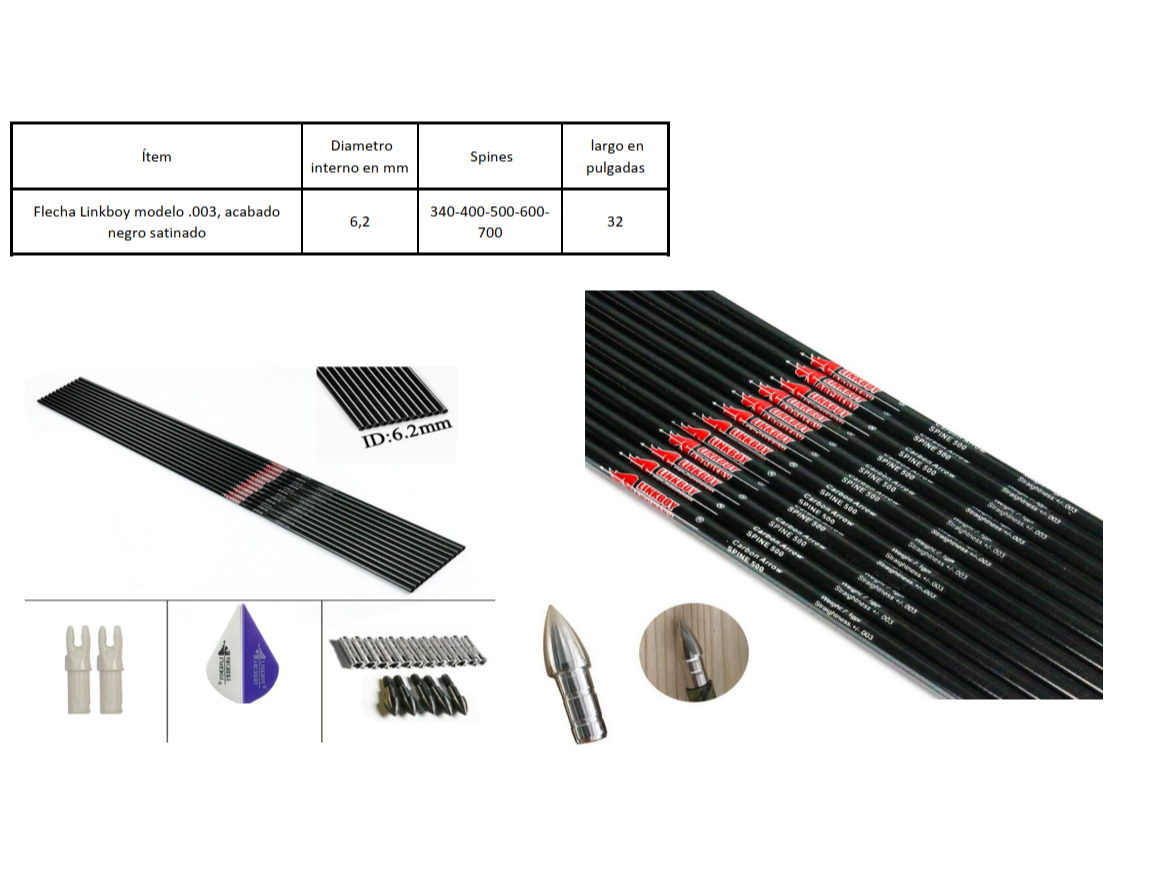 Tubo para flecha Linkboy L1 - logo rojo 30 y  32 pulg.  spine 340 al  700