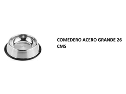COMEDERO ACERO GRANDE, CON BASE ANTI DESLIZANTE. 26 CM