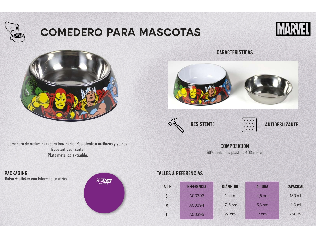 COMEDERO PARA MASCOTAS MARVEL