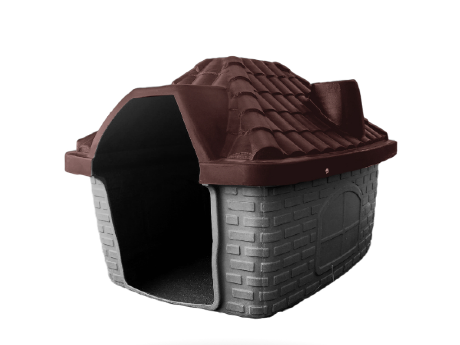 Cucha kennel rotomoldeada tipo casita - marron Medida: 100 X 80 X 70.