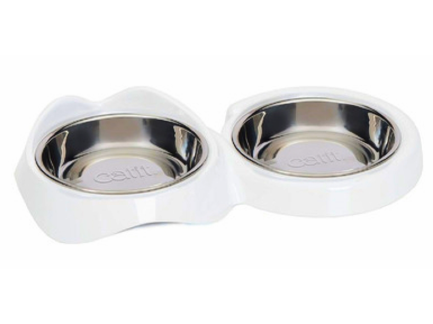 Comedero catit pixi doble bowl blanco