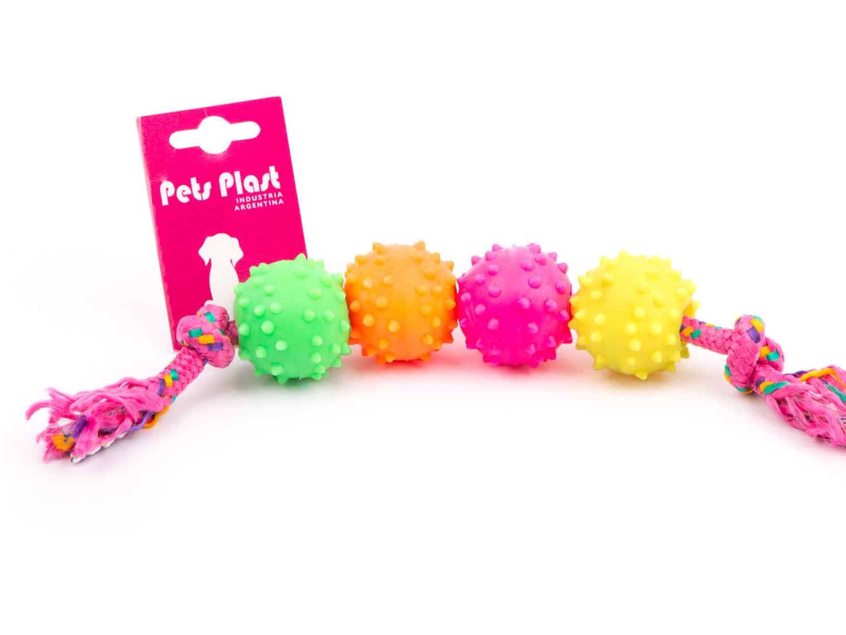 Pelota puas de goma x4 soga alpina 8mmx45cm s1004 - pets plast