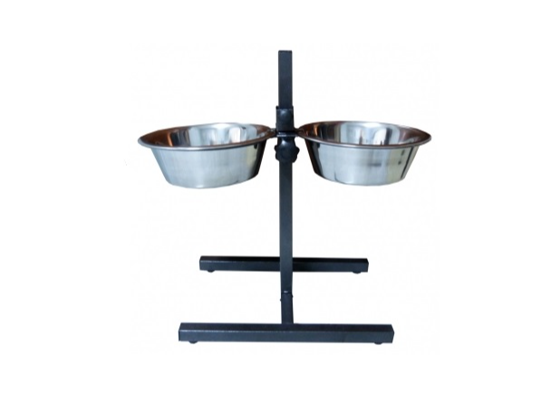 Comedero inox base ajustable 2x25cm -per-ros