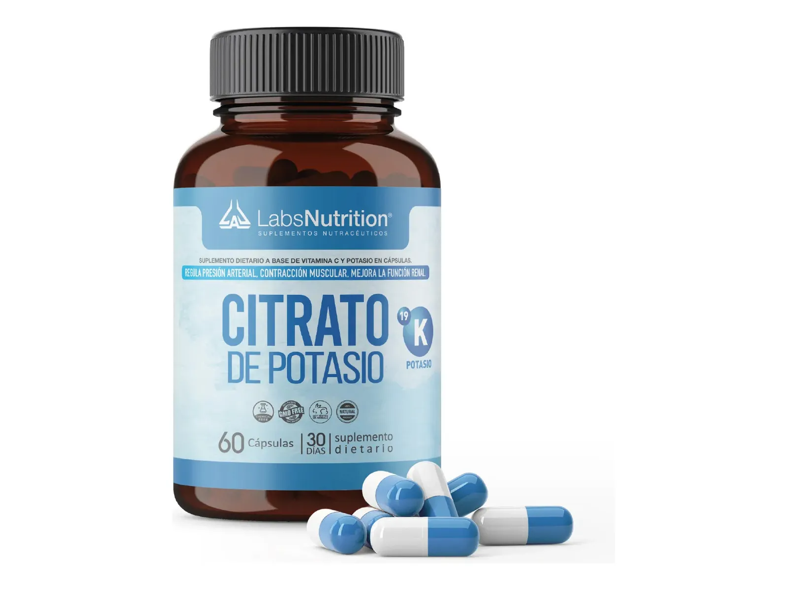 Citrato de Potasio 400mg Labs Nutrition 60 Cápsulas Suplemento Deportivo