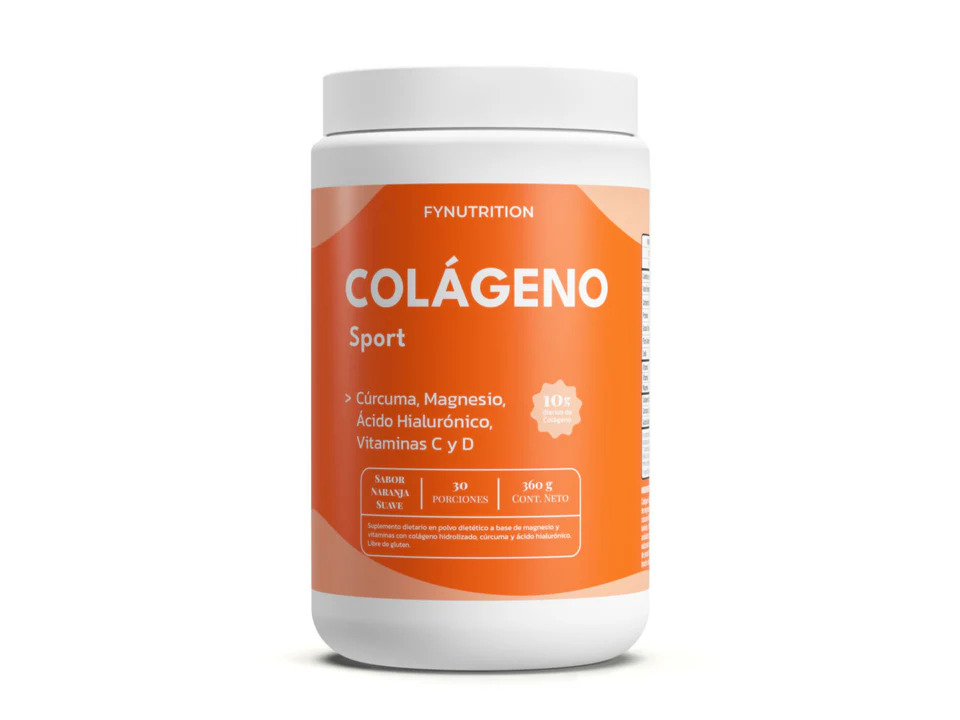 Colágeno Hidrolizado Sport Fynutrition + Magnesio + Cúrcuma - Sabor Naranja Suave. x 360gramos