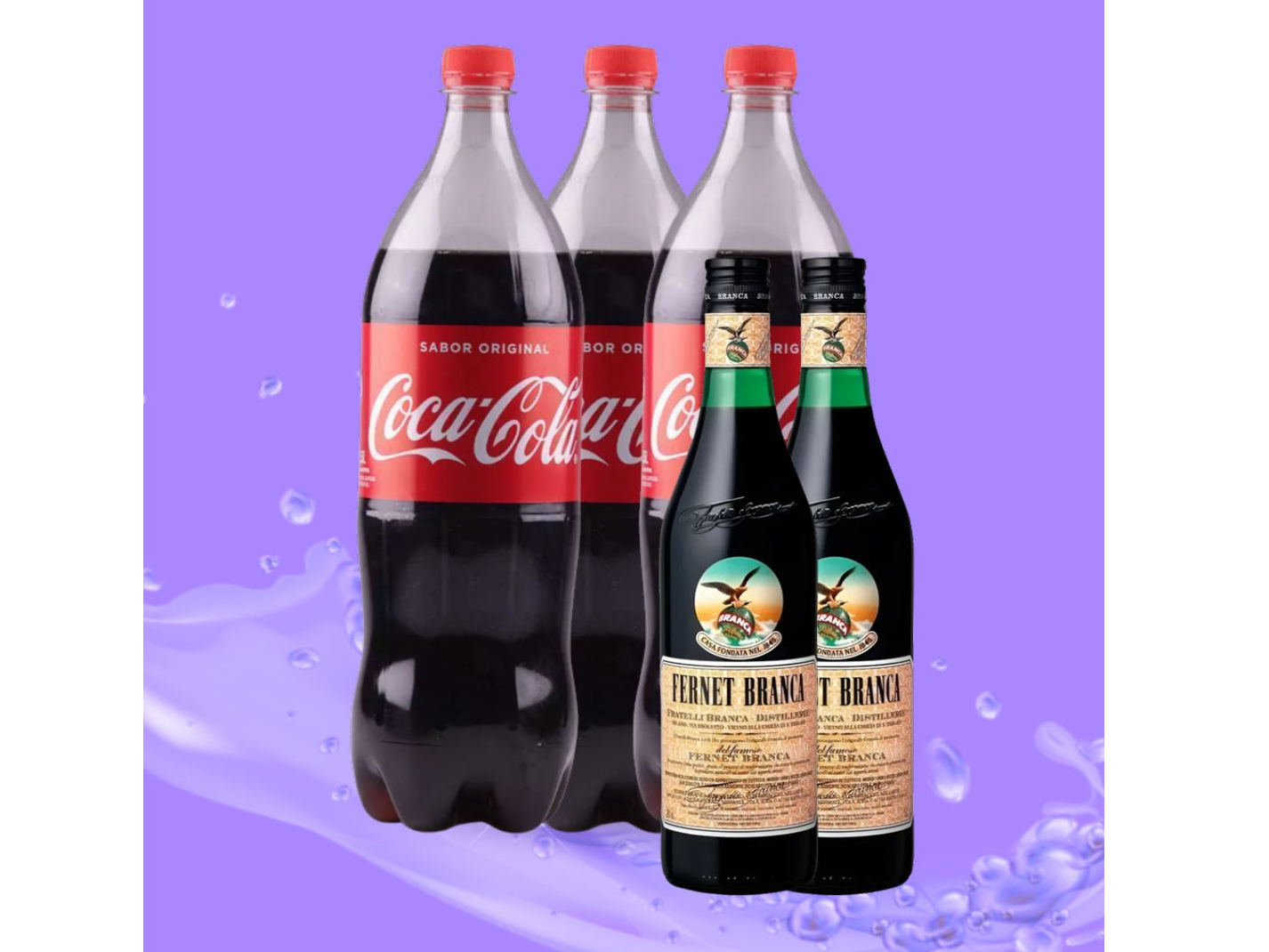 2 Fernet 750 + 3 Coca Cola 2.25