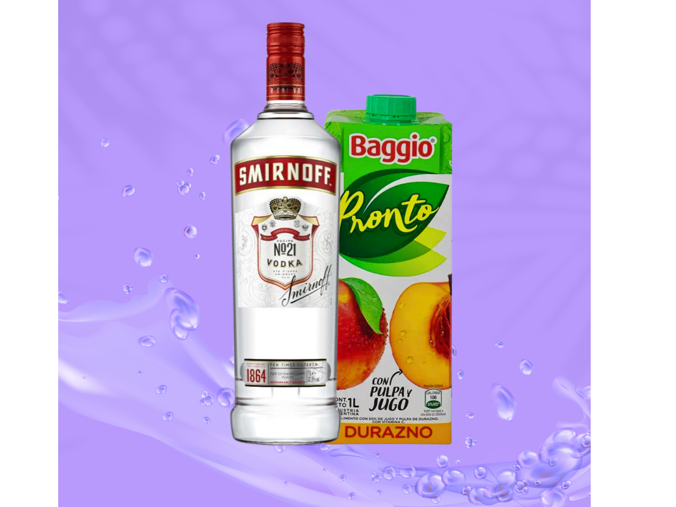 Smirnoff saborizado + Baggio Durazno 1L