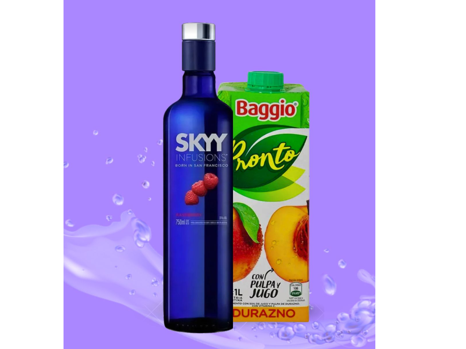 Skyy saborizado + Baggio Durazno 1L