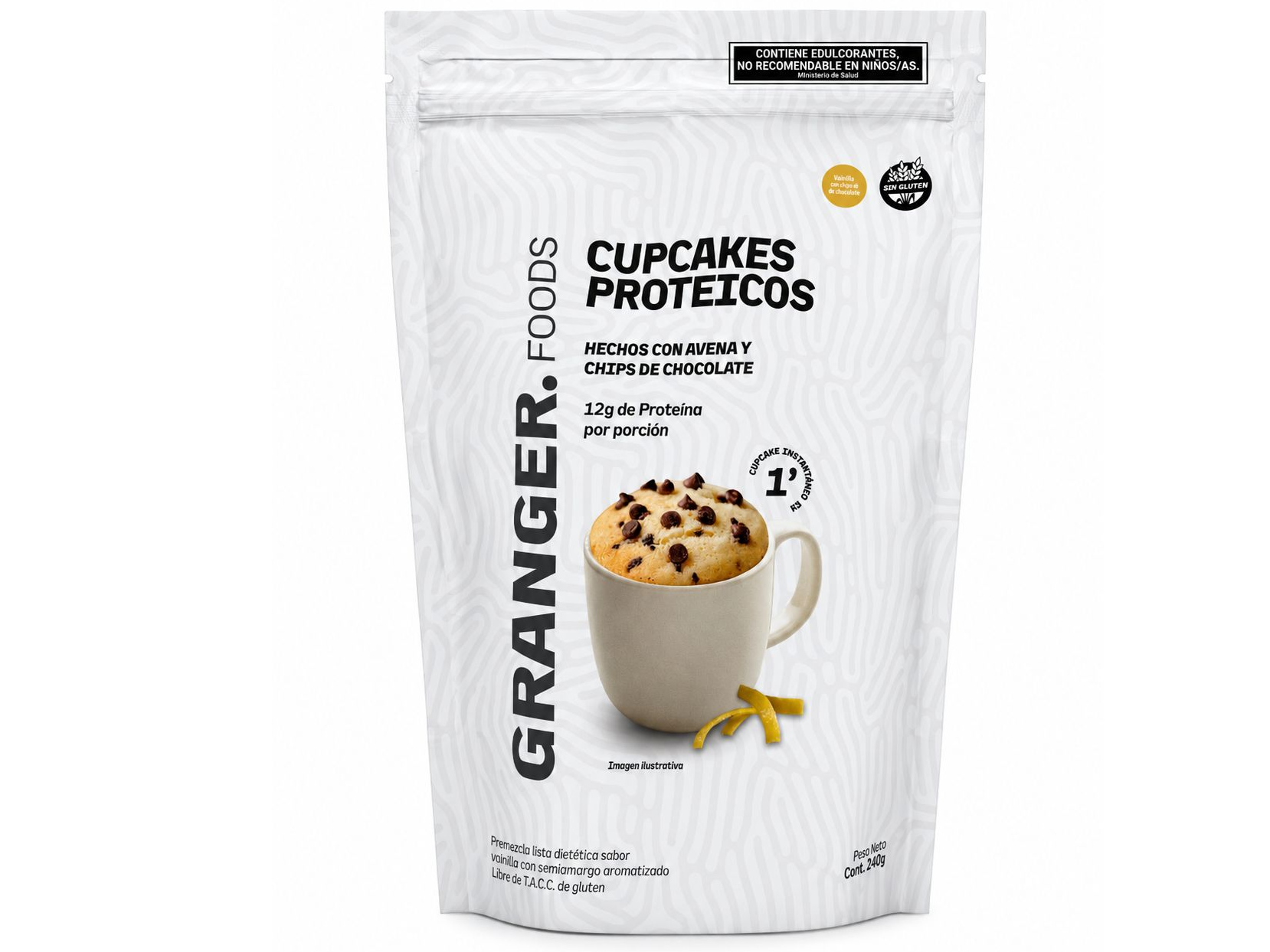 Cupcakes Proteicos "Granger" - 360grs Sabor Vainilla y lemon con chips