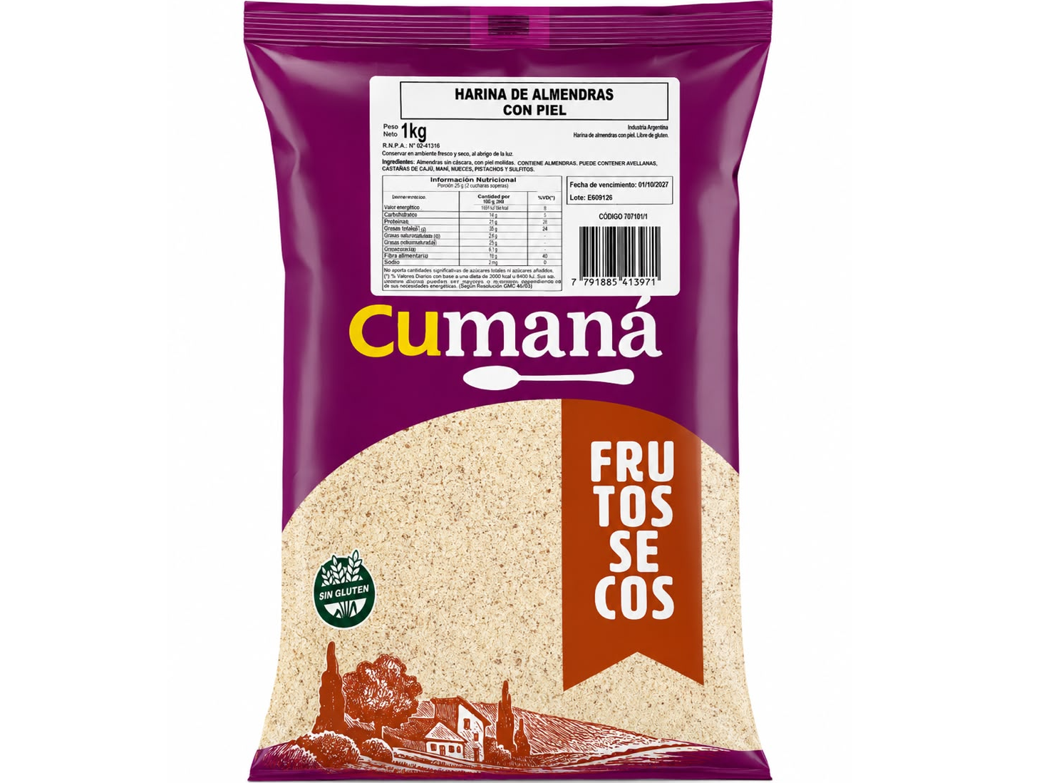 Harina de Almendras "Cumana" Con Piel (pureza 100%)
