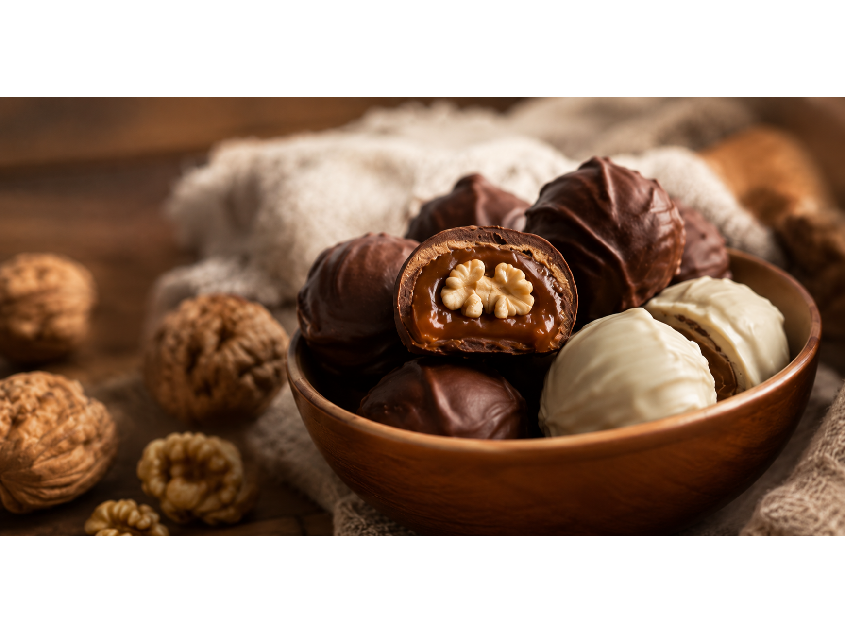 Nuez Rellena con Dulce de leche Bañada