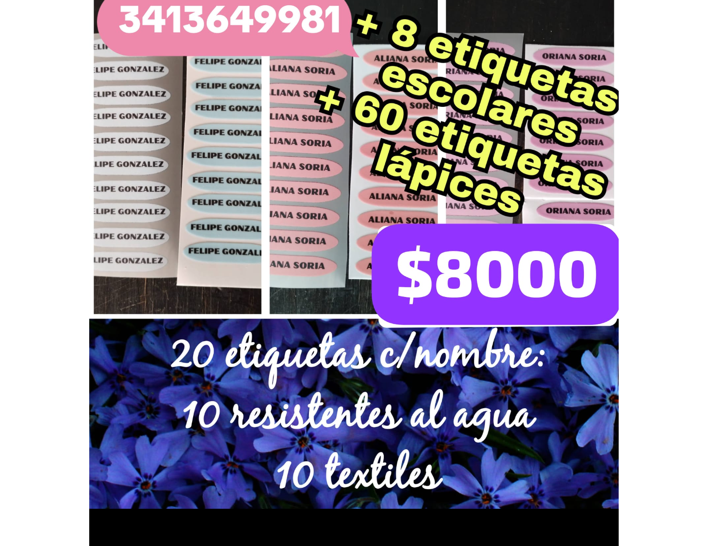 Pack grande de  etiquetas escolares