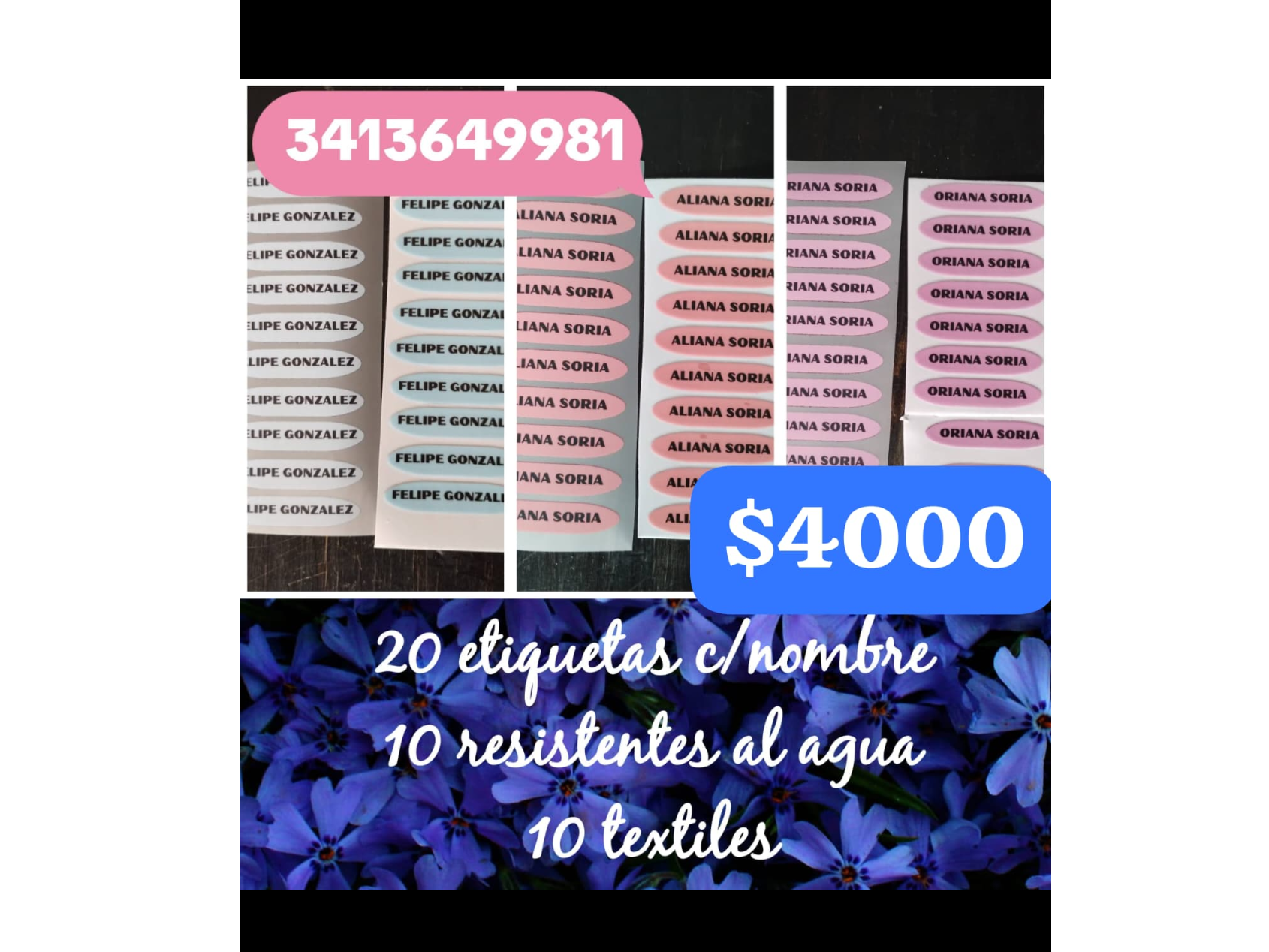 Pack chico de  etiquetas escolares