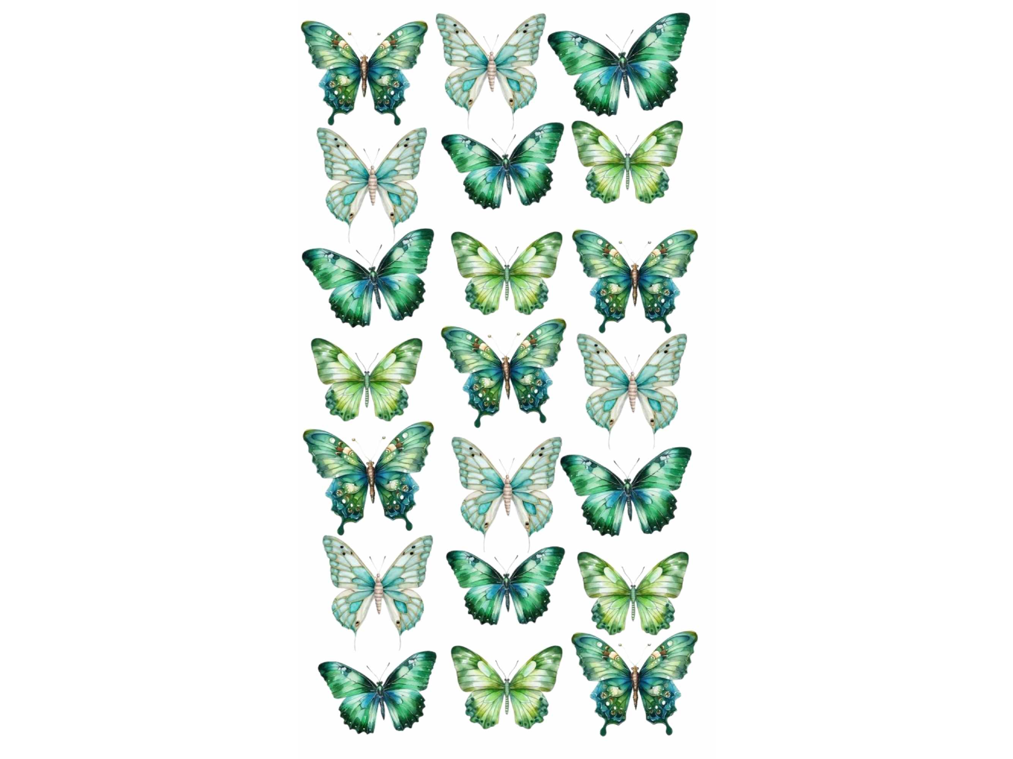MARIPOSAS CHICAS TONOS VERDES X21 COD.304