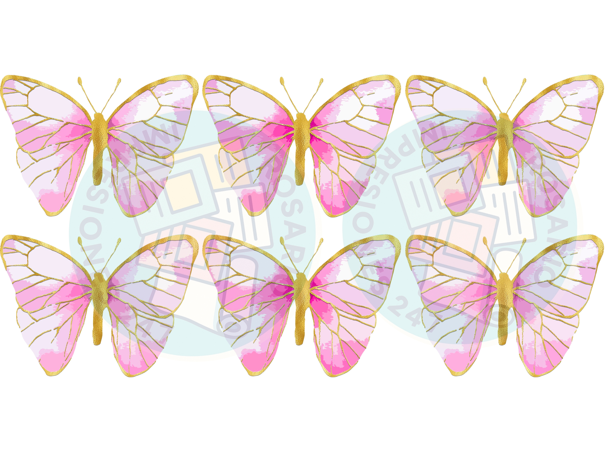 MARIPOSAS ROSA CON DORADO X 6 COD.63