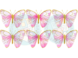 MARIPOSAS ROSA CON DORADO X 6 COD.63