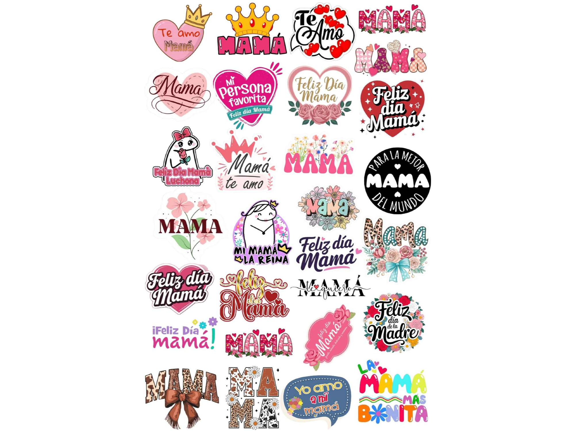 20X28CM DIA DE LA MADRE EN DISTINTAS MEDIDAS (MAS DE 24 STICKERS) COD. G106