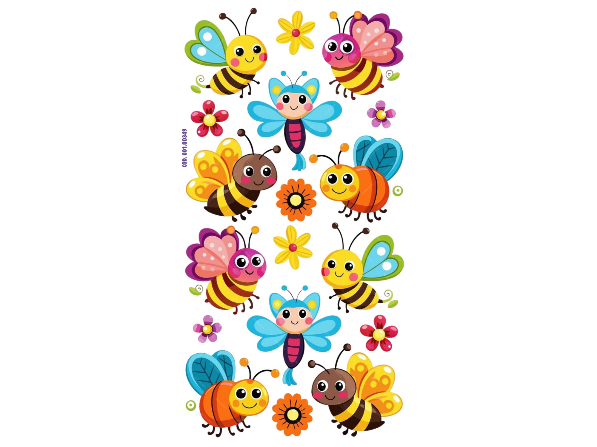 ABEJAS DIFERENTES CON FLORES COD. 349