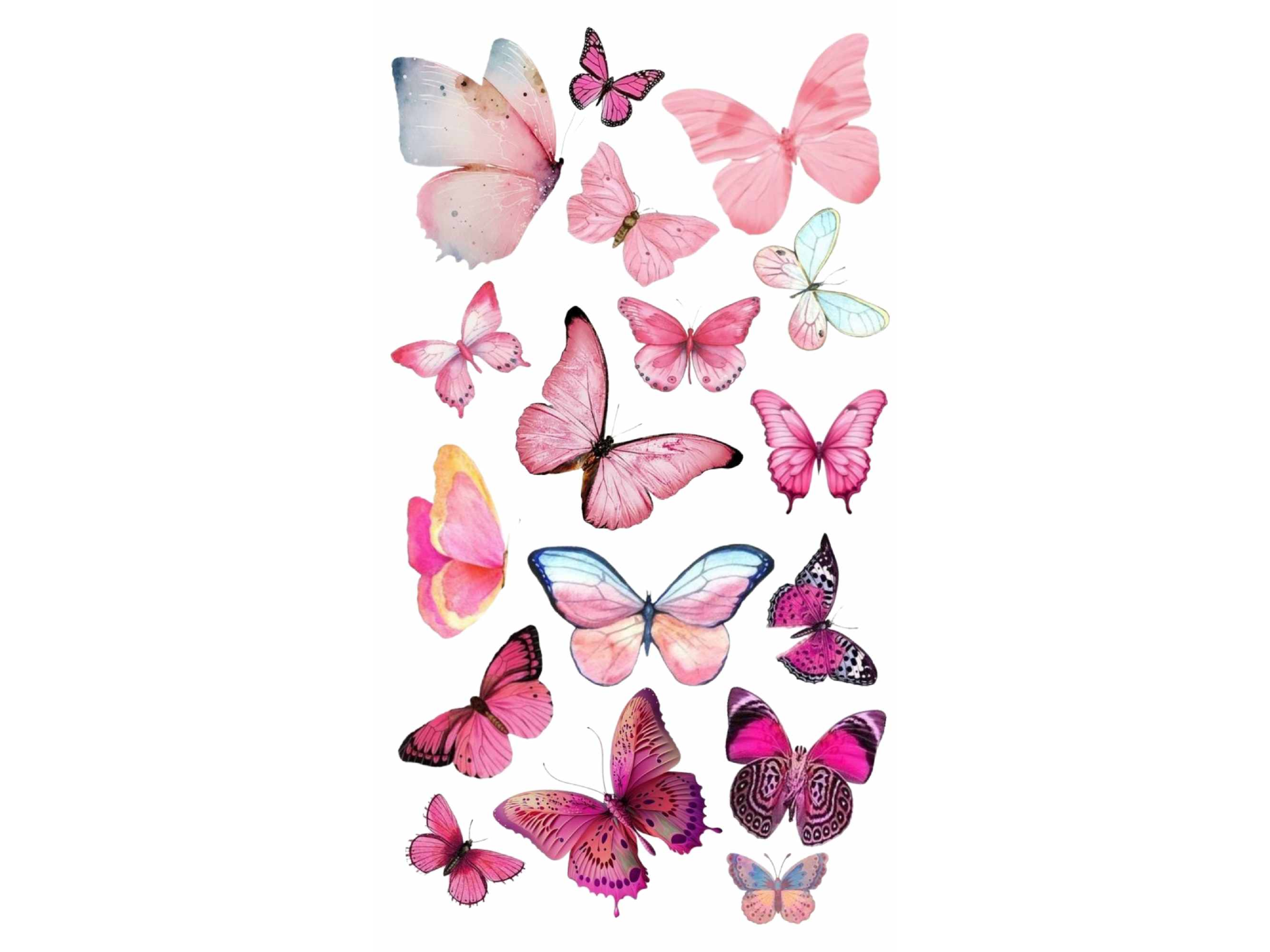 MARIPOSAS DE COLORES ROSAS Y ROJOS COD.317