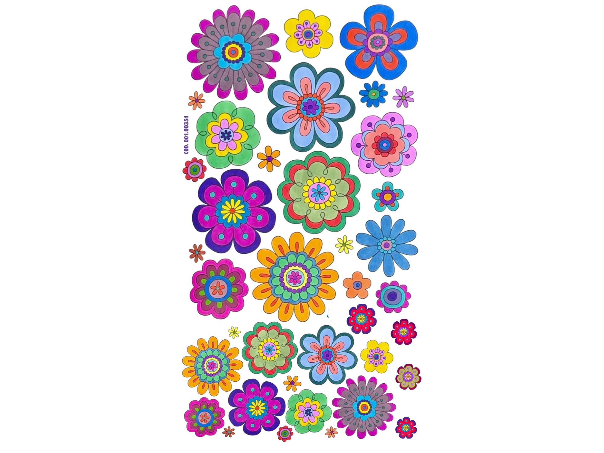 FLORES CHICAS Y PEQUEÑAS DE COLORES - TIPO DIBUJO COD. 354
