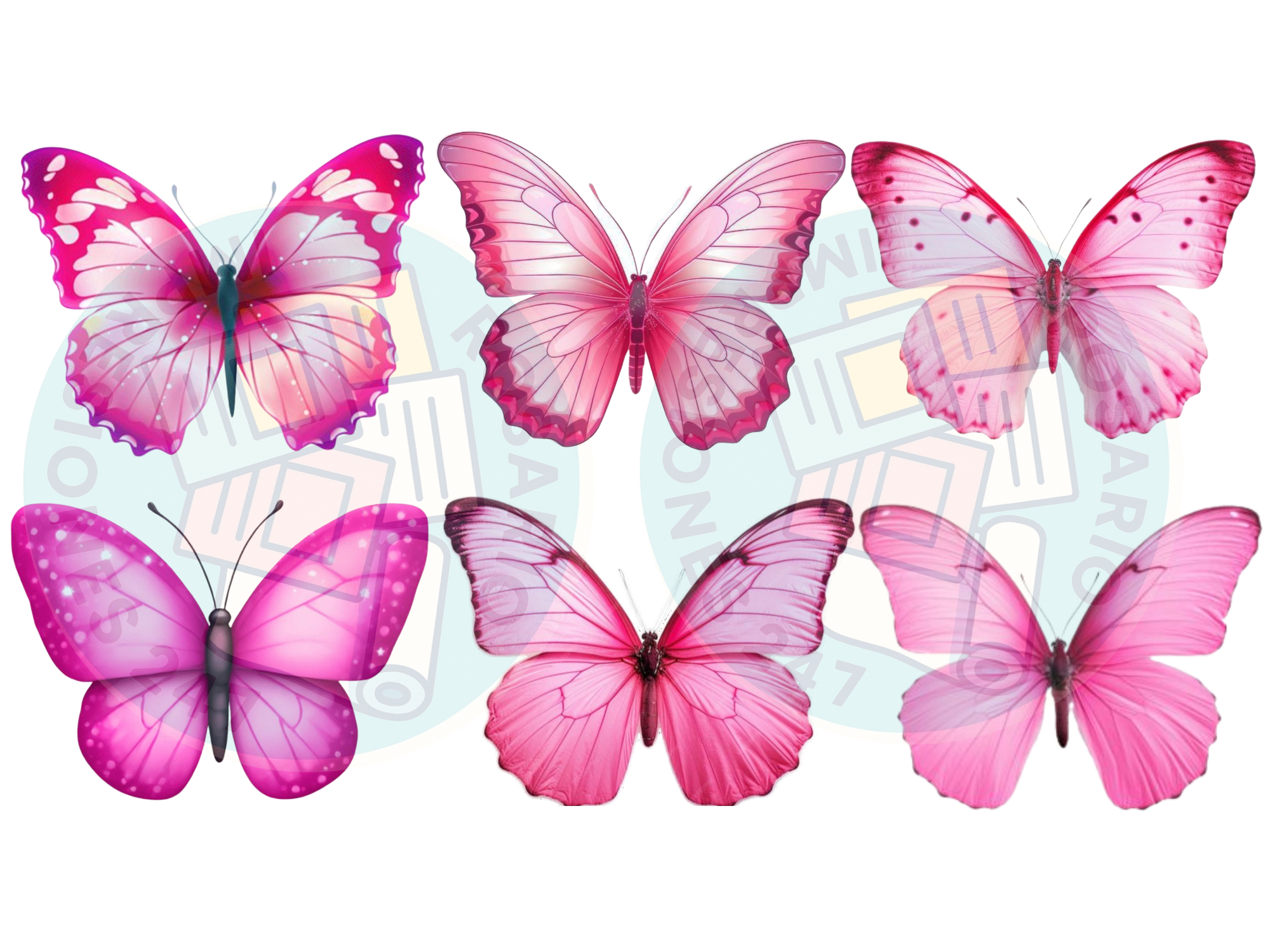 MARIPOSAS ROSAS SURTIDAS X 6 COD.77
