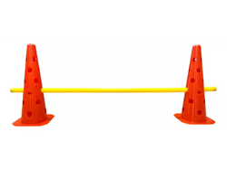 KIT DOS CONOS DE 38 CM + 1 UN BASTON DE SALTO