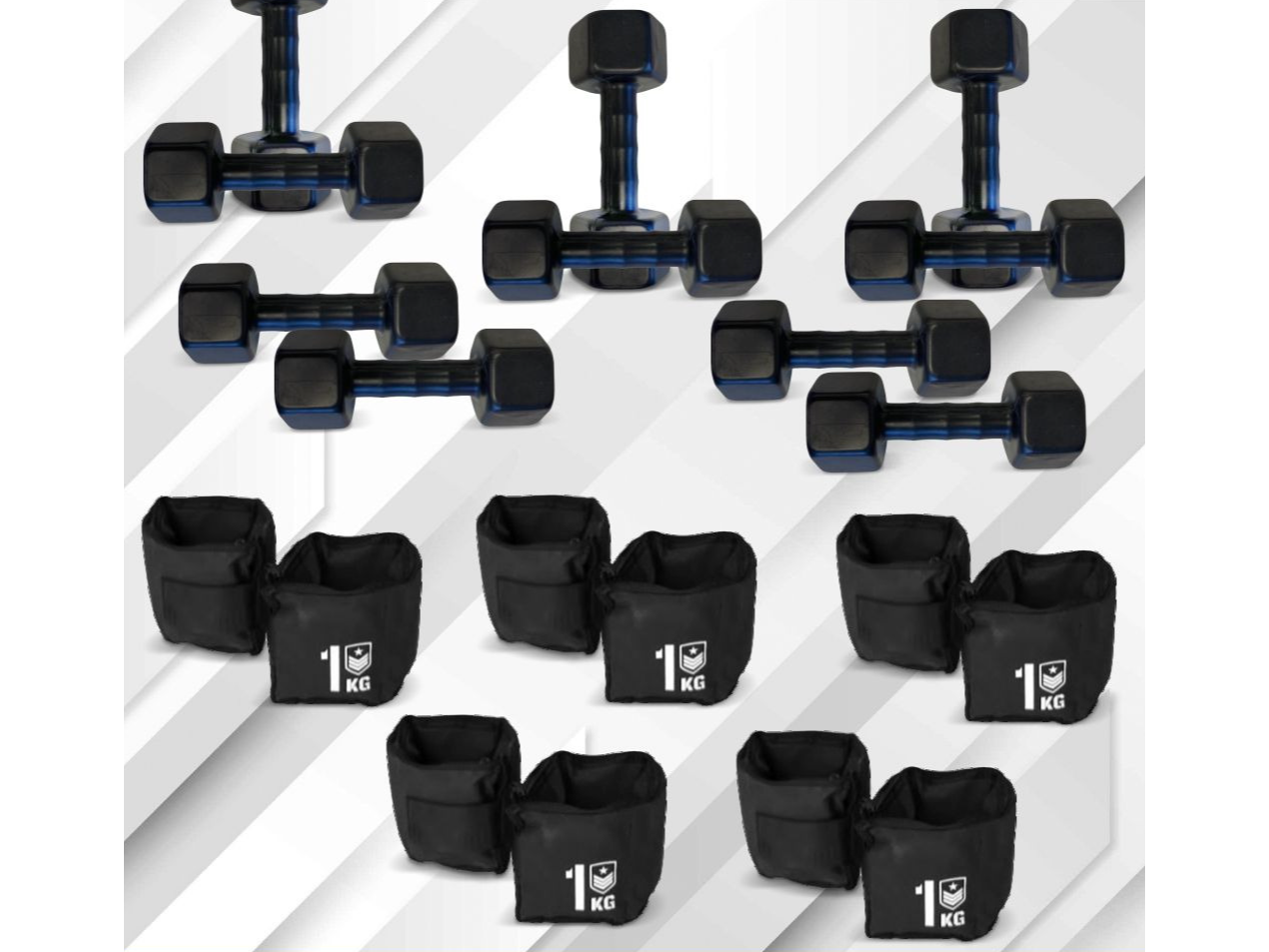 COMBO 2: 5 PARES DE MANCUERNAS + 5 PARES DE TOBILLERAS