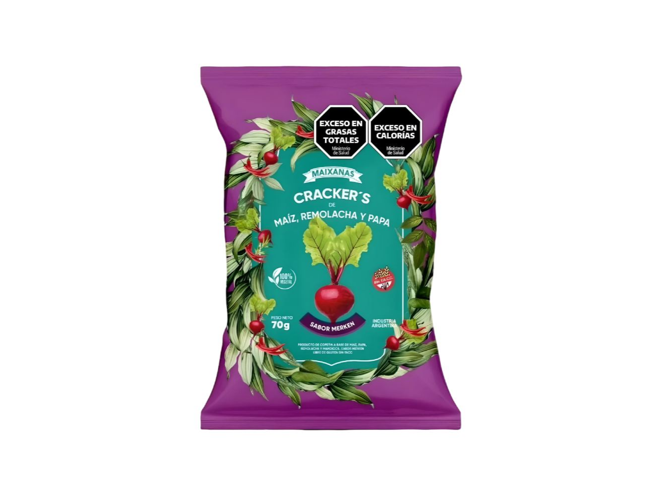 Cracker veganas de remolacha y merken Maixanas