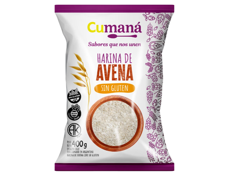 Harina de avena sin gluten x400gr "CUMANÁ"