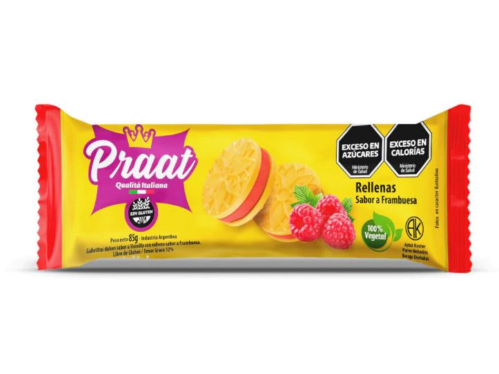Galletas rellenas c/ frambuesa x85 gr PRAAT