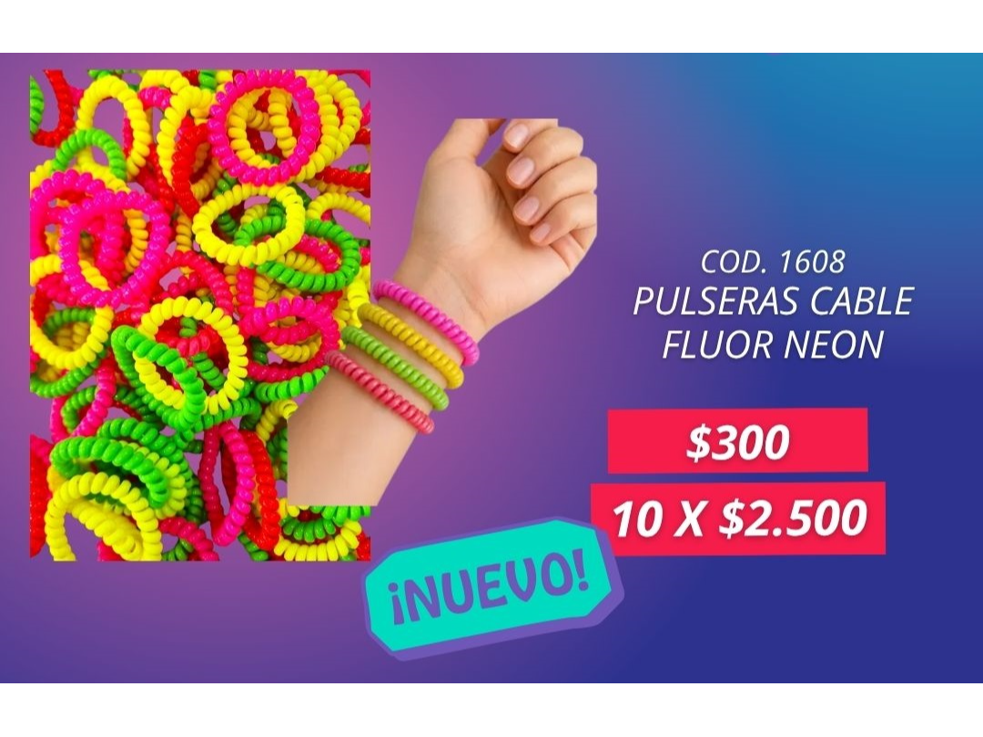 Pulseras Cable Fluor Neon