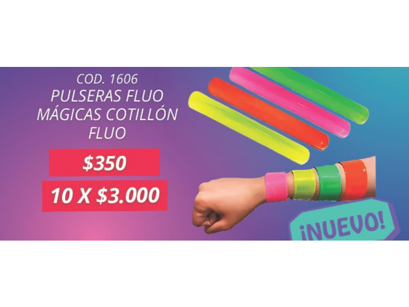 PULSERA FLUO MAGICA POR 10 UNIDADES